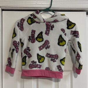 Cozy Grinch Kids Hoodie - White and Pink